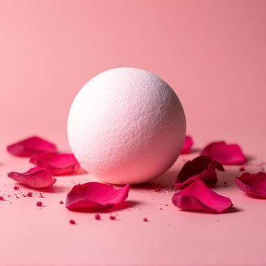 AuraBloom Rose Petal Bliss Bath Bomb with rose petals